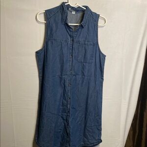 Sleeveless Denim Shirt Dress